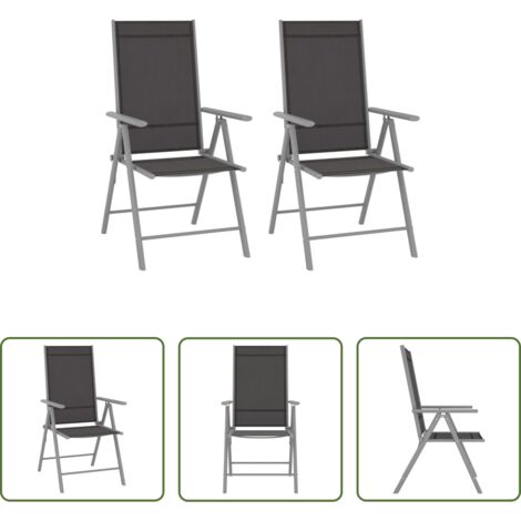 vidaXL Sillas de exterior -  Sillas de jardín plegables 2 unidades textilene negro