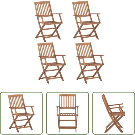 vidaXL Sillas de exterior -  Sillas de jardín plegables 4 unidades madera maciza de acacia
