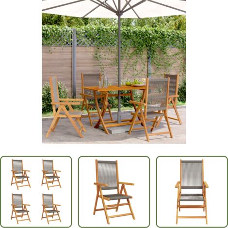vidaXL Sillas de exterior -  Sillas de jardín reclinables 4 uds madera maciza acacia gris