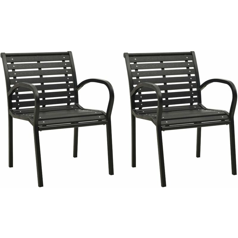 

vidaXL Sillas de jardín 2 unidades acero y WPC negro - Negro