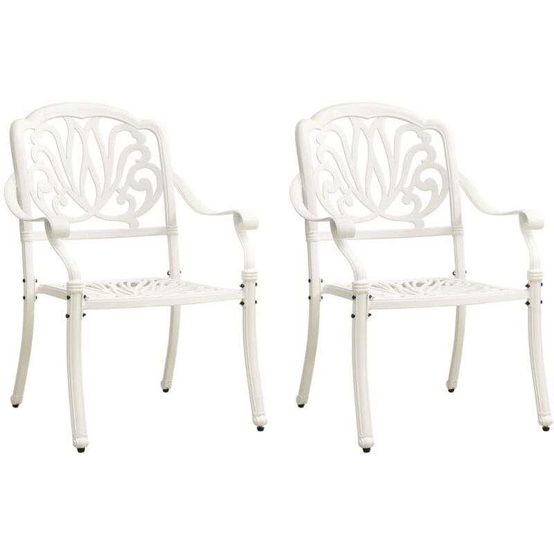 

vidaXL Sillas de jardín 2 unidades aluminio fundido blanco - Blanco