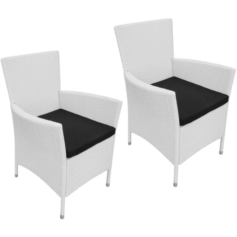 

vidaXL Sillas de jardín 2 unidades con cojines ratán sintético crema - Blanco