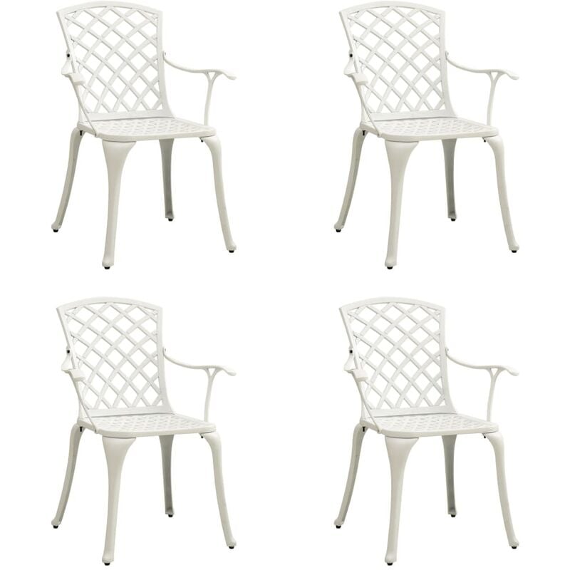 

vidaXL Sillas de jardín 4 unidades aluminio fundido blanco - Blanco