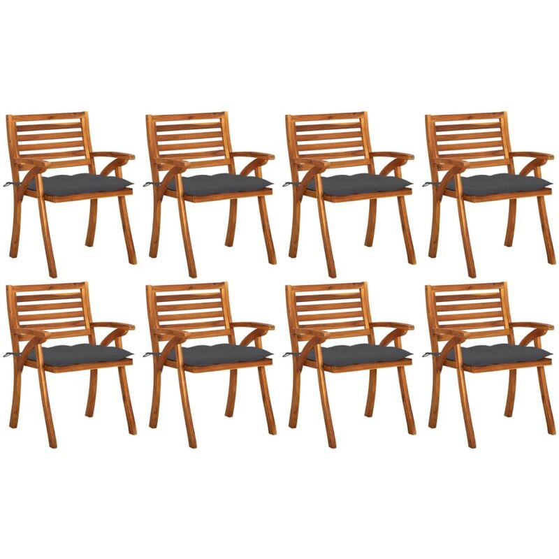 

Sillas de jardín 8 uds madera maciza de teca con cojines - Marrón - Vidaxl