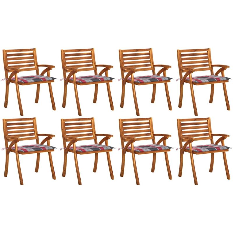 

vidaXL Sillas de jardín 8 uds madera maciza de teca con cojines - Marrón