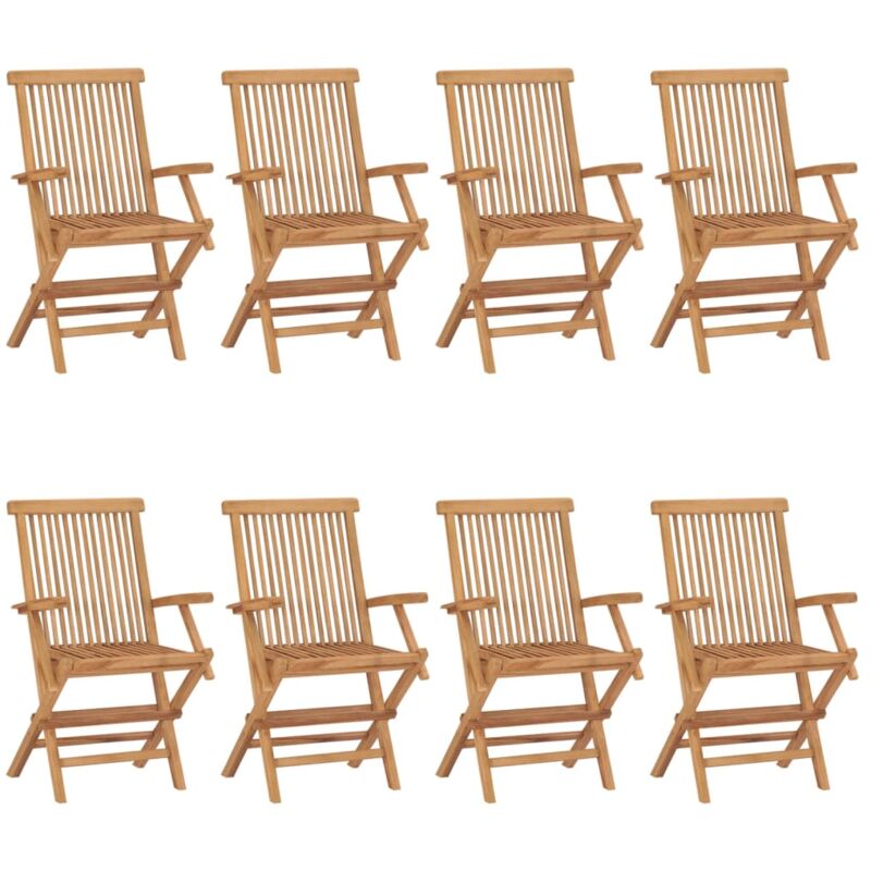 

vidaXL Sillas de jardín 8 unidades madera maciza de teca - Marrón