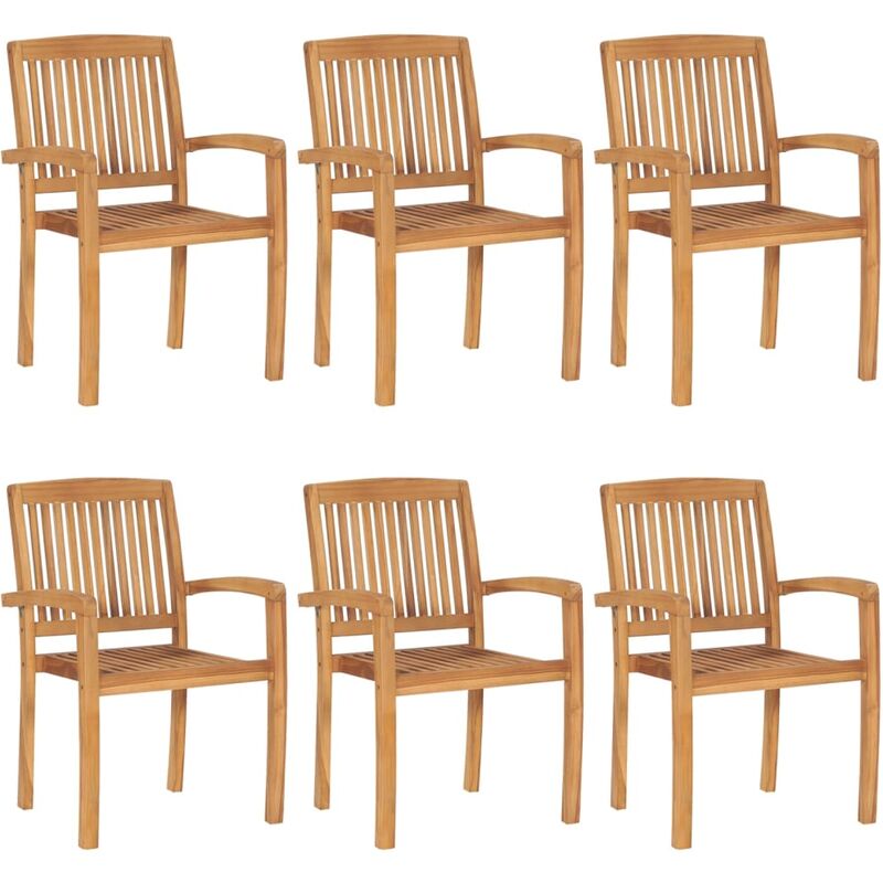 

vidaXL Sillas de jardín apilables 6 unidades madera maciza de teca - Marrón