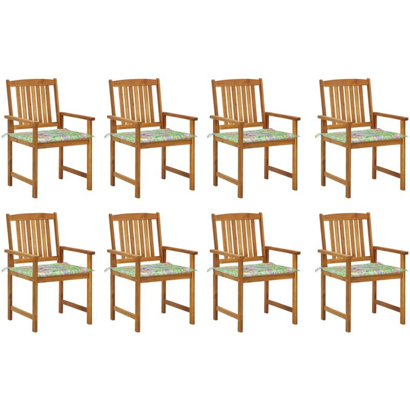 

vidaXL Sillas de jardín con cojines 8 uds madera maciza de acacia - Marrón