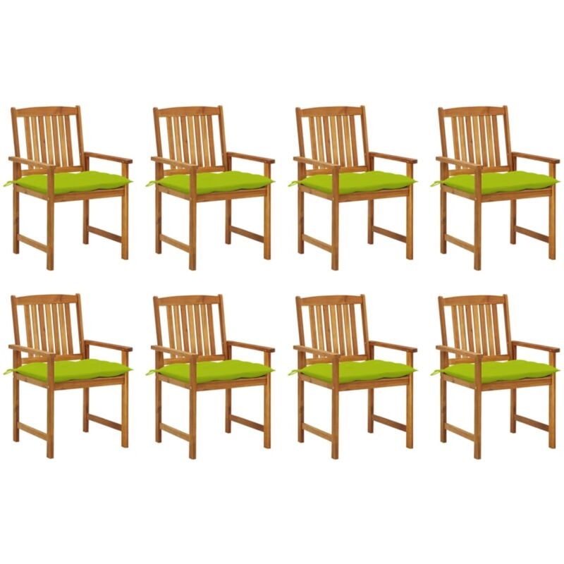 

vidaXL Sillas de jardín con cojines 8 uds madera maciza de acacia - Marrón