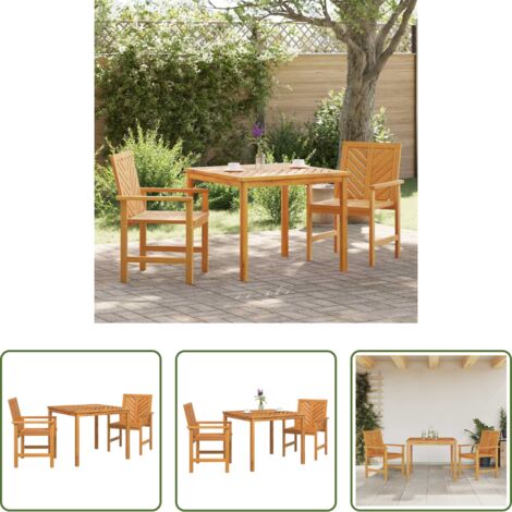 vidaXL Sillas de jardín -  Conjunto de Comedor de Jardín 3 pcs Marrón