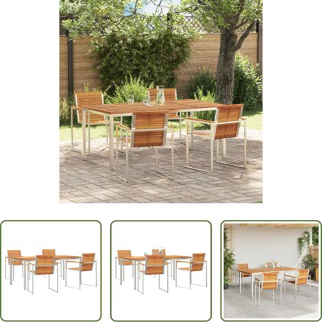 vidaXL Sillas de jardín -  Conjunto de Comedor de Jardín 5 pcs Madera de Acacia Sólida