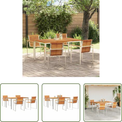 vidaXL Sillas de jardín -  Conjunto de Comedor de Jardín 5 pcs Madera de Acacia Sólida
