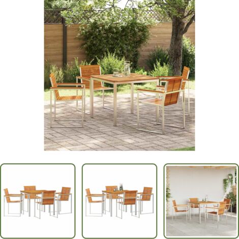 vidaXL Sillas de jardín -  Conjunto de Comedor de Jardín 5 pcs Madera de Acacia Sólida