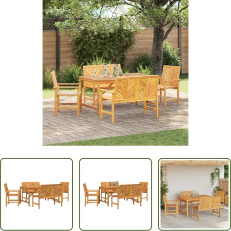 vidaXL Sillas de jardín -  Conjunto de Comedor de Jardín 5 pcs Marrón