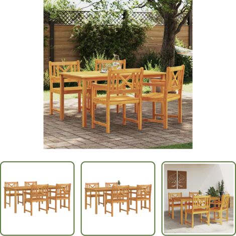 vidaXL Sillas de jardín -  Conjunto de Comedor de Jardín 5 pcs Marrón