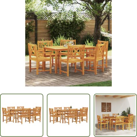 vidaXL Sillas de jardín -  Conjunto de Comedor de Jardín 7 pcs Marrón