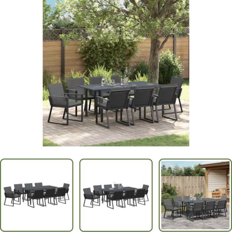 vidaXL Sillas de jardín -  Conjunto de Comedor de Jardín 9 pcs Antracita ratán sintético
