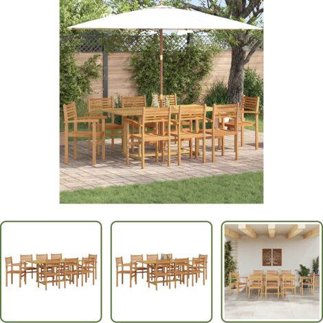 vidaXL Sillas de jardín -  Conjunto de Comedor de Jardín 9 pcs Marrón