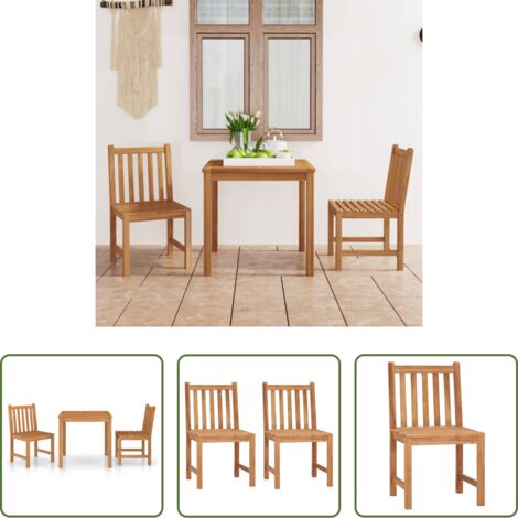 vidaXL Sillas de jardín -  Conjunto de comedor de jardín de 3 piezas 80x80 cm de madera maciza de teca