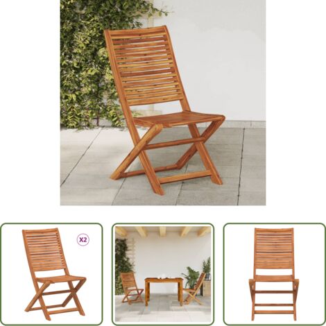 vidaXL Sillas de jardín de acacia -  Sillas de jardín plegables 2 unidades madera maciza de acacia