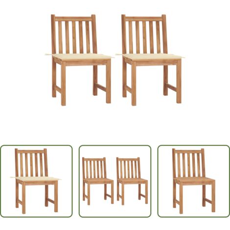 vidaXL Sillas de jardín de madera -  Sillas de jardín 2 unidades madera maciza de teca con cojines