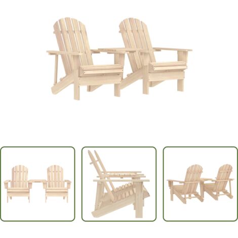 vidaXL Sillas de jardín de madera -  Sillas de jardín Adirondack con mesita madera maciza de abeto