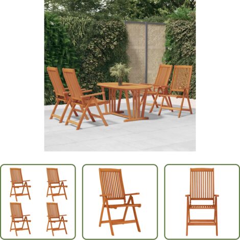 vidaXL Sillas de jardín de madera -  Sillas de jardín plegables 4 uds madera maciza de eucalipto