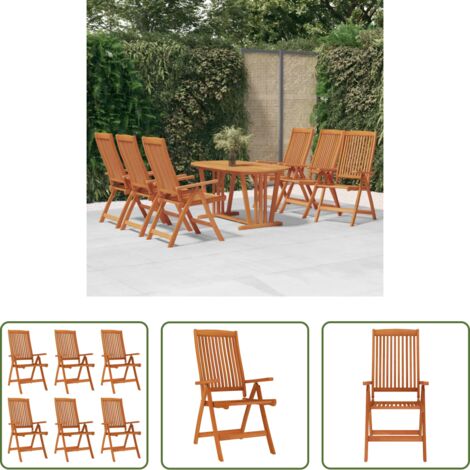 vidaXL Sillas de jardín de madera -  Sillas de jardín plegables 6 uds madera maciza de eucalipto
