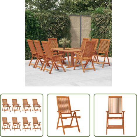 vidaXL Sillas de jardín de madera -  Sillas de jardín plegables 8 uds madera maciza de eucalipto