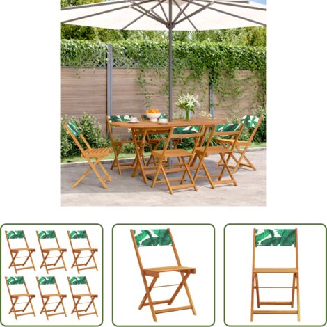 vidaXL Sillas de jardín de madera -  Sillas de jardín reclinables 6 uds madera maciza y tela verde