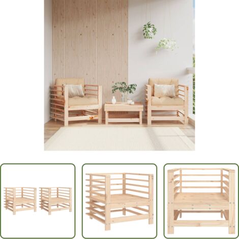 vidaXL Sillas de jardín de madera - Sillones de jardín 2 unidades madera maciza de pino