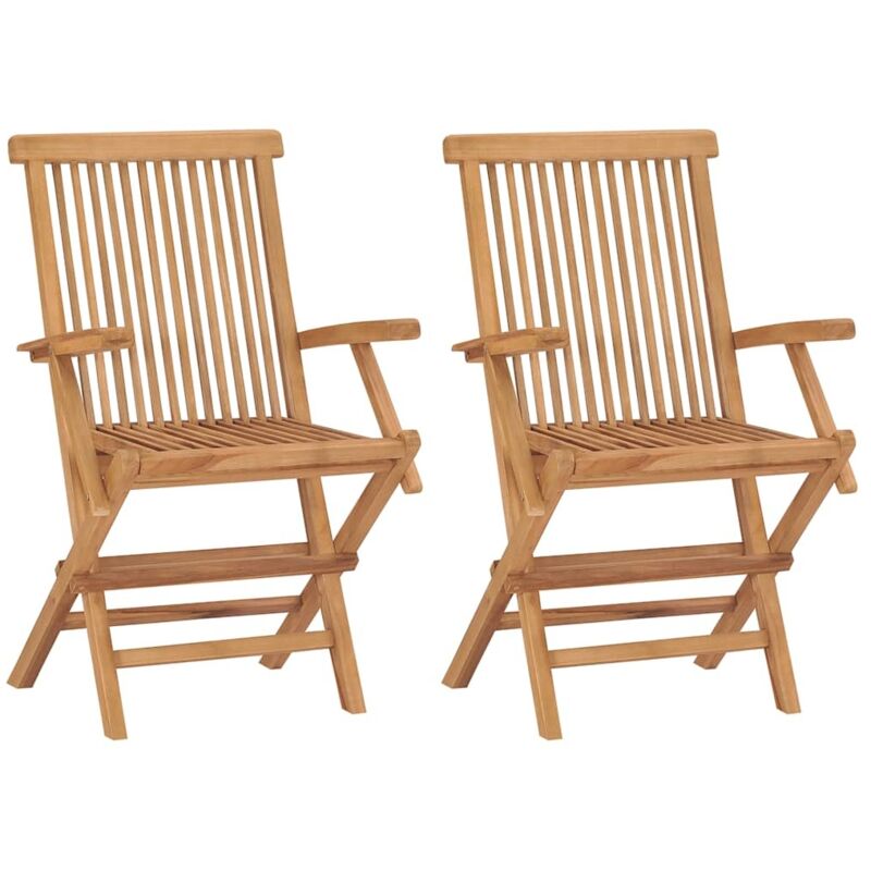 

vidaXL Sillas de jardín plegables 2 unidades madera maciza de teca - Marrón
