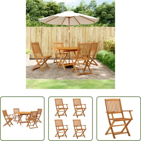 vidaXL Sillas de jardín -  Juego de comedor de jardín 5 piezas madera maciza de acacia