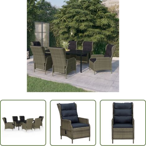 vidaXL Sillas de jardín -  Juego de comedor de jardín 7 piezas marrón
