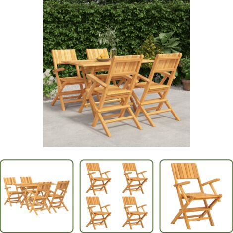 vidaXL Sillas de jardín -  Juego de comedor para jardín 5 piezas madera maciza de teca