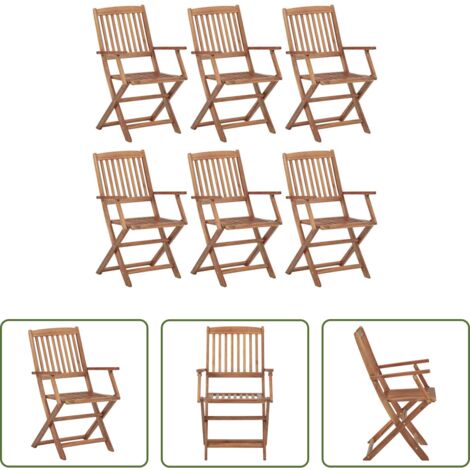 vidaXL Sillas de jardín macizas -  Sillas de jardín plegables 6 uds madera maciza de acacia