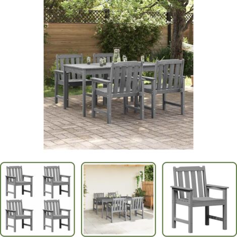 vidaXL Sillas de jardín modernas -  Silla de Jardín 4 pcs Gris Claro 65.5 x 59 x 88 cm Polietileno