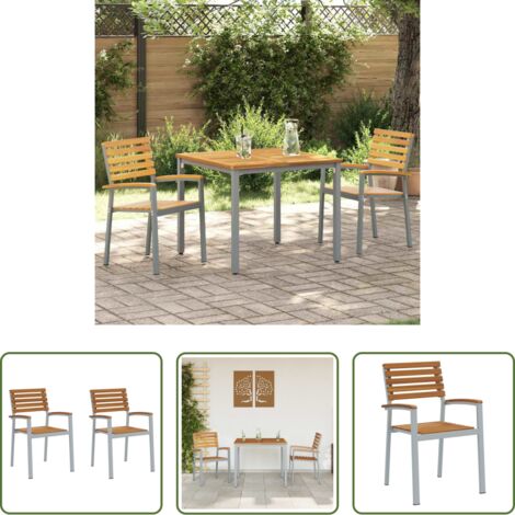 vidaXL Sillas de jardín para terraza -  Silla de Jardín 2 pcs Marrón 56 x 57 x 87 cm