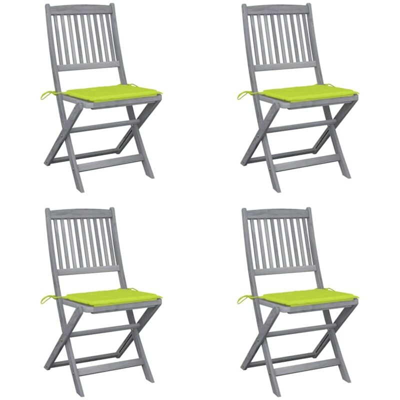 

vidaXL Sillas de jardín plegables 4 uds cojines madera maciza acacia - Verde
