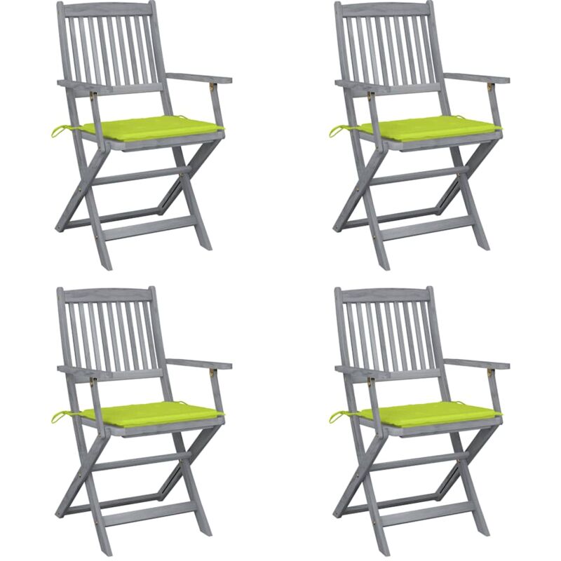

vidaXL Sillas de jardín plegables 4 uds cojines madera maciza acacia - Verde
