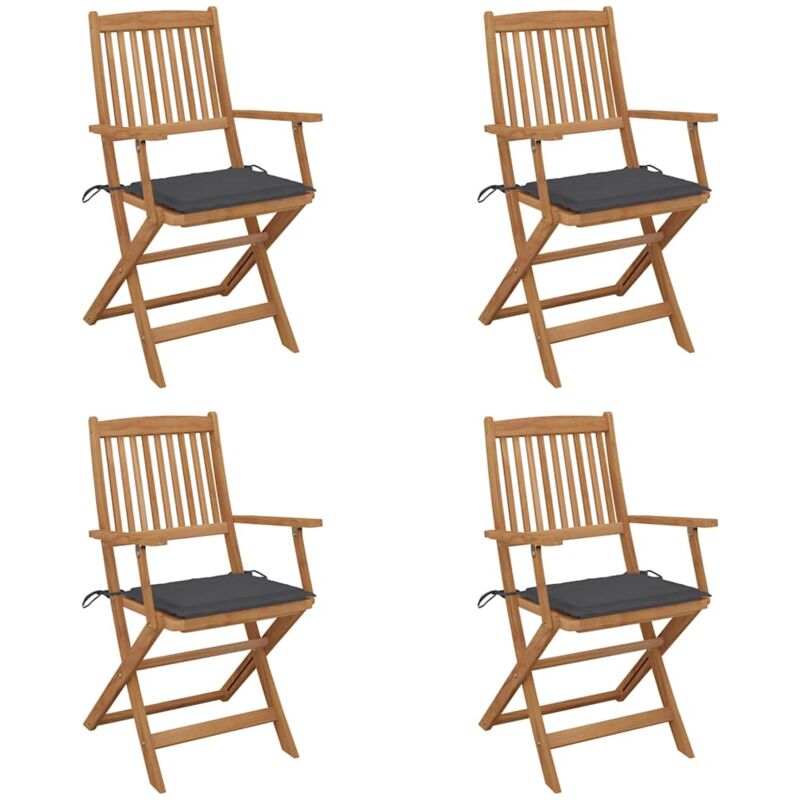 

vidaXL Sillas de jardín plegables 4 uds y cojines madera maciza acacia - Antracita
