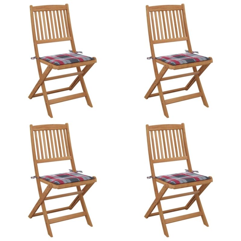 

vidaXL Sillas de jardín plegables 4 uds y cojines madera maciza acacia - Marrón