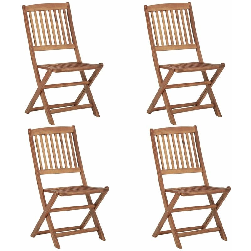 

vidaXL Sillas de jardín plegables 4 unidades madera maciza de acacia - Marrón