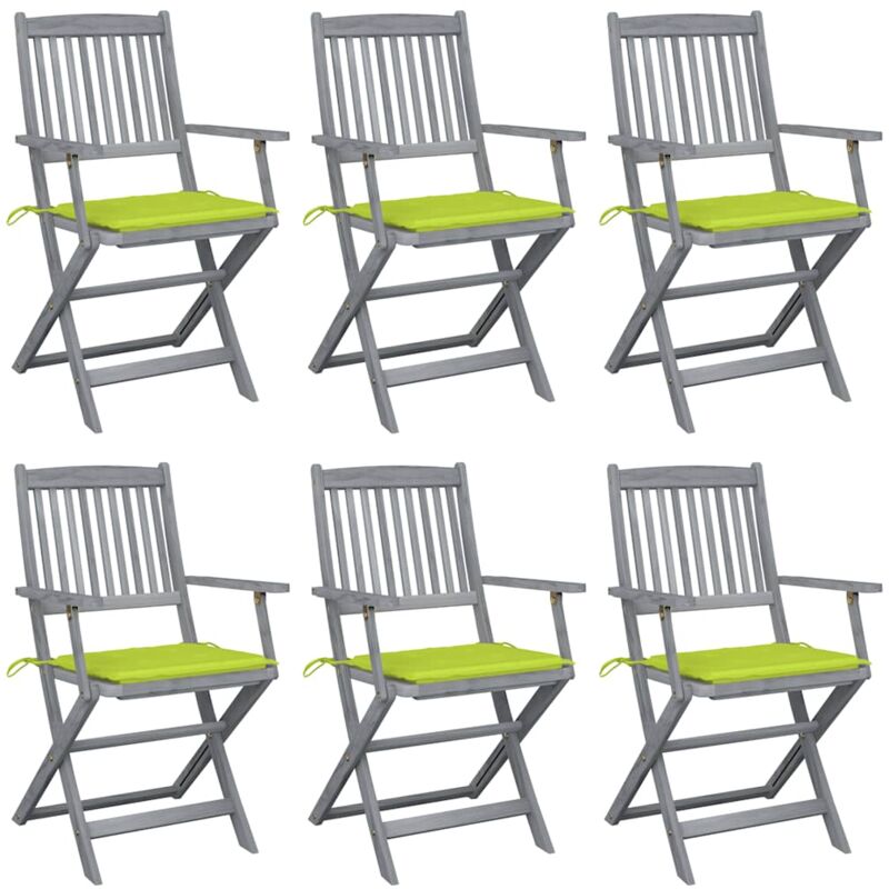 

vidaXL Sillas de jardín plegables 6 uds cojines madera maciza acacia - Verde