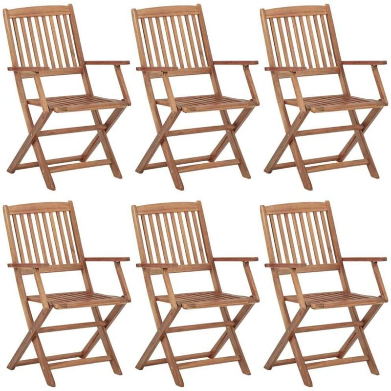 

vidaXL Sillas de jardín plegables 6 uds madera maciza de acacia - Marrón