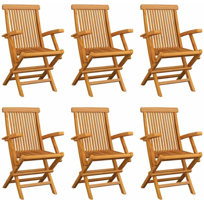 

vidaXL Sillas de jardín plegables 6 unidades de madera maciza de teca - Marrón