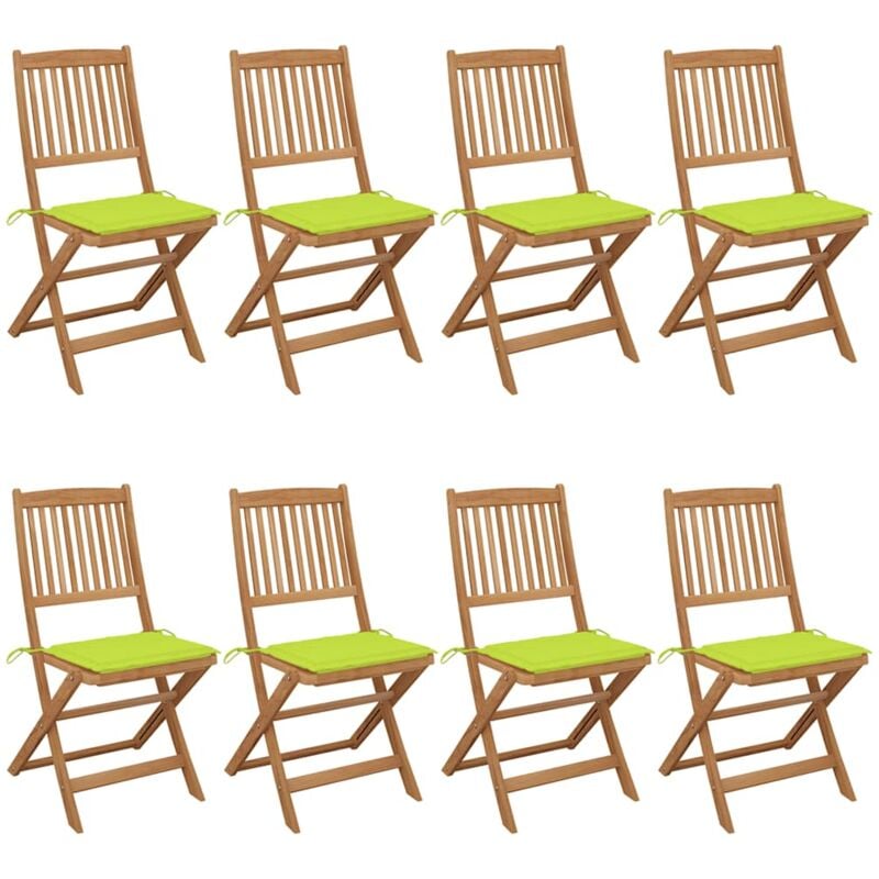 

vidaXL Sillas de jardín plegables 8 uds y cojines madera maciza acacia - Marrón