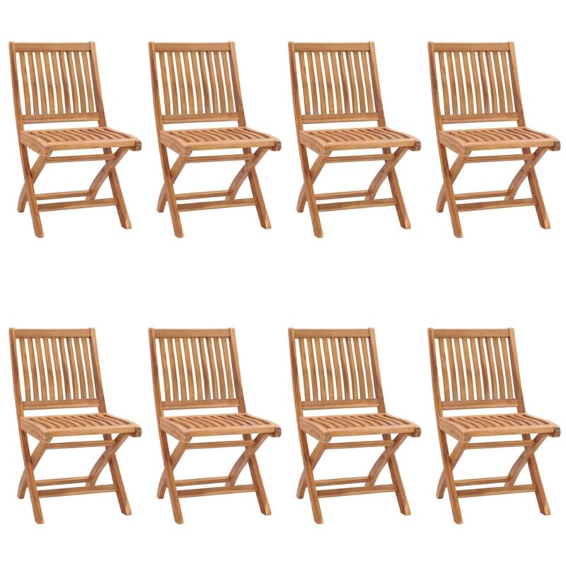 

vidaXL Sillas de jardín plegables 8 unidades madera maciza de teca - Marrón