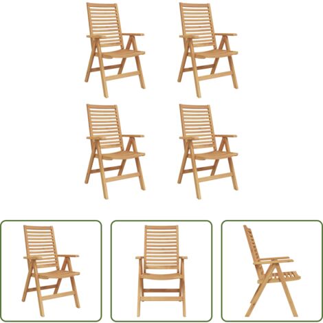 vidaXL Sillas de jardín plegables -  Silla de Jardín 4 pcs Marrón 52 x 64.5 x 108 cm