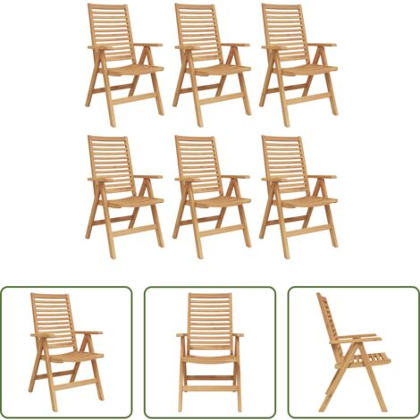 vidaXL Sillas de jardín plegables -  Silla de Jardín 6 pcs Marrón 52 x 64.5 x 108 cm